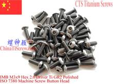 Titanium screw M3x9 ISO 7380 Button Head Hex 2.0 Driver Ti GR2 Polished 25 pcs 2024 - buy cheap