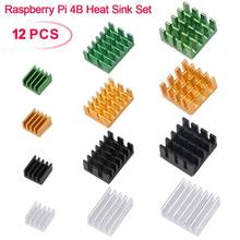 Conjunto de dissipador térmico raspberry pi 4b, 12 peças, radiador de alumínio com cooler para raspberry pi 4b (3 preto/3 prata/ 2024 - compre barato