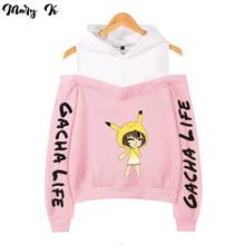 Sudadera con capucha y hombros descubiertos para chica y mujer, ropa sexy de Gacha Life, trajes de Cosplay, tops Kpop 2024 - compra barato