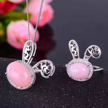 Conjunto de joias de opala natural do amor rubbit, prata esterlina 925, 1 peça, pingente, opala real, 1 peça 2024 - compre barato