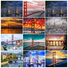 Paint By Numbers Bridge Scenery DIY 40x50cm Oil Painting By Numbers On Canvas Landscape Frameless Digital Hand Painting 2024 - buy cheap
