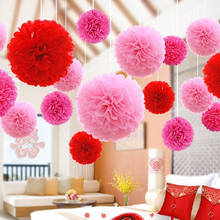 Flores de papel DIY para decoración del hogar, pompones de papel de seda, Bola de flores decorativas para boda, fiesta de cumpleaños, 5 uds. 2024 - compra barato