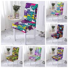 Graffiti Chair Cover Home Stretch Elastic Chair Covers Dining Universal Size Seat Cover Chair Protector for Kitchen 1/2/4/6 PCS 2024 - buy cheap