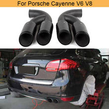 Автомобильный глушитель, наконечники выхлопной трубы для Porsche Cayenne V6 V8 2011-2014, наконечники выхлопной трубы из нержавеющей стали, черный 2 шт./компл. 2024 - купить недорого