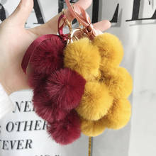 Fruit Ball Key Chain Faux Rabbit Fur Pompom Grape Keychain Women Bag Pendant Key Ring Keychain Car Decoration Auto Accesorios 2024 - buy cheap