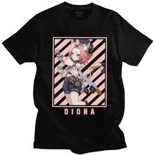 Kawaii Diona Genshin Impact T Shirt Men Short-Sleeve Japan Anime Game T-shirt Streetwear Tee Top Cotton Regular Fit Tshirt Merch 2024 - buy cheap