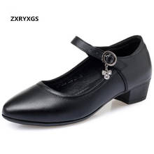2022 Fashion Plus Size Autumn Shoes Mother High Heel Shoes Comfort Soft Bottom Genuine Leather Shoes Woman Workplace Work Shoes 2024 - buy cheap