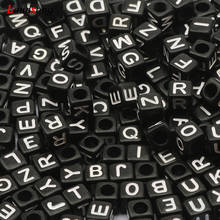 Black Mixed Letter Beads 6mm Square Alphabet Acrylic Loose Beads For Jewelry Making Handmade Diy Bracelet Necklace Accessories 2024 - buy cheap