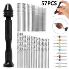 57pcs Mini Micro Aluminum Hand Drill With Keyless Chuck Carbide Drill Bit Woodworking Drilling Rotary Tools Hand Drill Manual 2024 - buy cheap