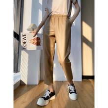 High Quakity Autumn 2021 New Leather Women's Pants Trousers Pure Sheepskin Pants Joker Pants Genuine Leather Casual Good Match 2024 - buy cheap