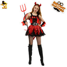 Fantasia feminina diabólica para halloween, conjunto de roupa para cosplay, para adultos 2024 - compre barato