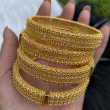 4 unids/lote de pulseras etíopes para mujer, brazaletes de oro de Dubái para mujer, brazalete de África, Joyería Árabe, abalorio de oro 2024 - compra barato