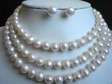 Beautiful 9-10MM White Freshwater Cultured Pearl Necklace earrin Set 50'' 2024 - buy cheap