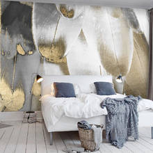 Papel de parede 3d com pena de ouro, mural para decoração moderna de parede para sala de estar, quarto, arte abstrata 2024 - compre barato