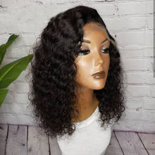 Shoulder-length Water Wave Natural Black Lace Frontal Human Hair Wig With Baby Hair Pre Plucked For Black Women Summer Wig 2024 - buy cheap