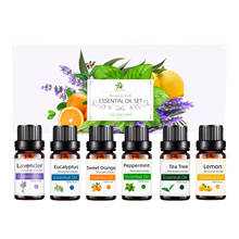 6 pçs/set 100% Puro Óleo Essencial Set Nature Fragrance Oil Difusor Spa Massagem com Óleo Essencial de Lavanda Da Árvore do Chá de Laranja Limão 2024 - compre barato