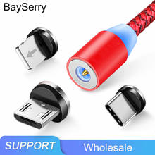 Магнитное зарядное устройство BaySerry, кабель Micro USB Type-C для iPhone 12, 11, магнитный кабель, провод для быстрой зарядки для Samsung S21, Xiaomi, Huawei 2024 - купить недорого