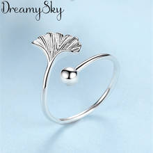 Genuine 100% Silver Color  Ginkgo Biloba Leaf Rings for Women Simple Rings Party Vintage Jewelry 2024 - buy cheap