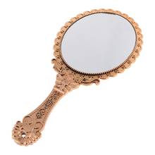 Womens Princess Vintage Handheld Mirror Metallic Plastic Shell Classical Oral Vanity Makeup Cosmetic Tool with Handle Travel 2024 - buy cheap