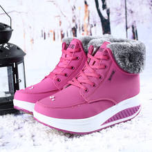 Women winter ankle boots 2022 lace-up fur plush plaform boots women solid wedges women shoes female fashion snow boots new botas 2024 - buy cheap