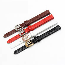 Genuine leather watchband for small dial slim ladies lizard pattern strap 6 8 10 12 14 16mm red white black wrist bracelet 2024 - buy cheap