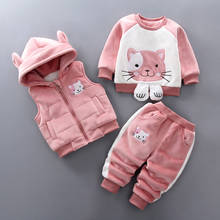 Winter Baby Boys girl clothing vest + pullover sweater+pants sets overalls suit for newborn baby boys girls clothes outfits sets 2024 - buy cheap