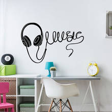 Music Headphones Wall Sticker DJ Headphone Music Words Vinyl Wall Stickers for Kids Room Bedroom Decoration Vinyl Wallpaper X302 2024 - buy cheap