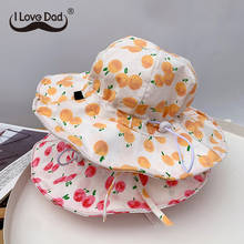 Sombrero de algodón con estampado de frutas para bebé, gorro de sol ajustable para niño y niña, gorra de ala grande, sombrero de cubo para niño pequeño 2024 - compra barato