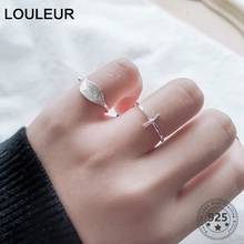 Женское кольцо с крестом Louleur, простое регулируемое кольцо из стерлингового серебра 925 пробы с маленькими листьями, ювелирное изделие 925 пробы 2024 - купить недорого