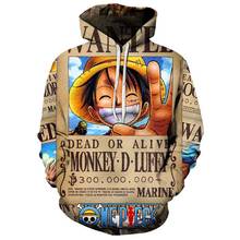 Nueva caricatura japonesa de One Piece Monkey D. Luffy-Sudadera con capucha 3D para hombre, traje de Cosplay informal a la moda, ropa de calle para Otoño e Invierno 2024 - compra barato