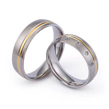 Anillo de boda de acero inoxidable de calidad, Color dorado y plateado, anillo de pareja de 6mm de ancho con circonita, regalo para amantes 2024 - compra barato