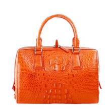 Ourui bolsa de travesseiro the crocodilo real, bolsa feminina de cor pura boston, bolsa de mão de mulheres com grande capacidade 2024 - compre barato