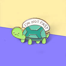 Tortoise Turtle Brooches I'M NOT FAST Turtle Animal Badges For Women Enamel Pins Lapel Pin Bag Badge Jewelry brooch BroscheCC164 2024 - buy cheap