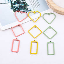 DIY Jewelry Charms Candy Colors Rubber Enamel Alloy Pendants Hollow Out Heart Rectangle Square Geometry Earring Charm 10pcs 2024 - buy cheap