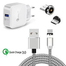 Cargador magnético con Cable Micro USB, adaptador rápido QC 3,0 para Samsung A7 2018, Xiaomi 6A, 7 6 Redmi, Huawei P8 lite, teléfono Android 2024 - compra barato