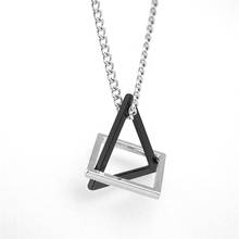 Triângulo colar para homem popular aço inoxidável preto prata cor geométrica triângulo pingente corrente homem jewelsale dropshipping 2024 - compre barato
