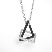 Collar triangular para hombre, colgante Popular de acero inoxidable, Color negro y plateado, cadena triangular geométrica, joyería, triangulación de envíos 2024 - compra barato