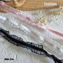 2CM Wide HOT Elastic DIY cotton Embroidery Sewing flower Lace fabric Applique collar Ribbon Trim fringe guipure dress decor 2024 - buy cheap