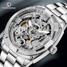 Forsining Stainless Steel Waterproof Automatic Watch Men Skeleton Watch Silver Mechanical Mens Watches Top Brand Luxury Clock 2024 - buy cheap
