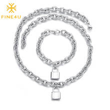 FINE4U N526 навесной замок из нержавеющей стали кулон ожерелье браслет в стиле панк замок ювелирные наборы для мужчин и женщин 2024 - купить недорого