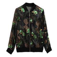 Jaqueta fina transparente de verão, nova moda, manga longa, estampa floral, zíper, casaco casual, outono 2024 - compre barato