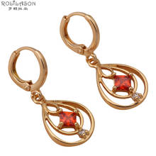 designer brand crystal earrings new Garnet Zirconia Drop Earrings golden color Party fashion Jewelry for women party JE521 2024 - buy cheap
