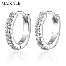 MAIKALE Shiny CZ Round Circle Hoop Earrings for Women AAA Cubic Zirconia Crystal  Small Earrings New Fashion Jewelry Gifts 2024 - buy cheap
