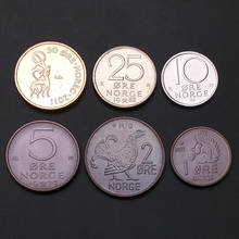Conjunto de 6 monedas de Noruega, moneda Original auténtica, regalo coleccionable europeo UNC 2024 - compra barato
