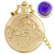 Reloj de bolsillo de cuarzo con pantalla LED para hombre y mujer, reloj luminoso con cadena tallada analógica para motocicleta, MOTO, regalos 2024 - compra barato