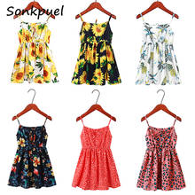 2-13Years Girls Beach Dresses Summer Girls Slip Dress Fashion Flower Big Child Girls Clothing New Kids Sleeveless Clothes 2024 - buy cheap