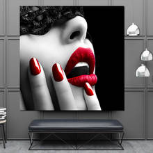 Pinturas en lienzo de uñas y labios rojos para mujer, carteles e impresiones, imagen artística de pared para decoración del hogar y sala de estar, Sexy 2024 - compra barato