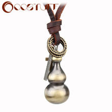 Men Women Jewelry Gourd Pendant Neck Choker Necklace colar Long Genuine Leather Statement Necklace Woman collier kolye collares 2024 - buy cheap