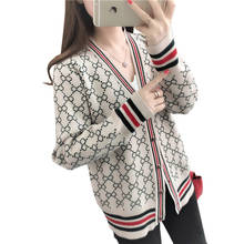 New Women's Cardigan Autumn Winter European Version Knitted Diamond Cardigan Ladies Sweater Coat Foreign Style blouses A190 2024 - compra barato