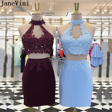 JaneVini-Vestidos de Cóctel cortos ajustados Vintage para mujer, vestidos formales de dos piezas para boda, fiesta nocturna, azul Burdeos 2024 - compra barato